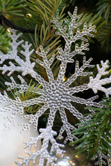 christmas snowflake on a tree