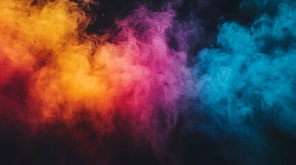 Abstract Colorful Smoke Clouds Swirling In Darkness