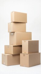 Obraz premium A stack of six plain cardboard boxes arranged neatly.