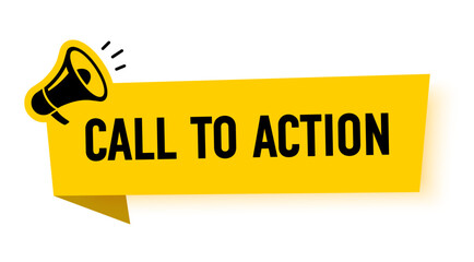 Megaphone with call to action speech bubble. Loudspeaker. Banner for business, marketing and advertising. Vector illustration.