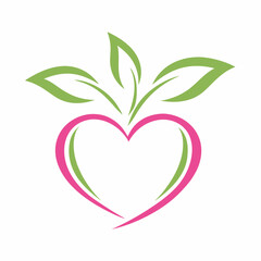 Heart and Leaf Minimalist Logo Vector Design.