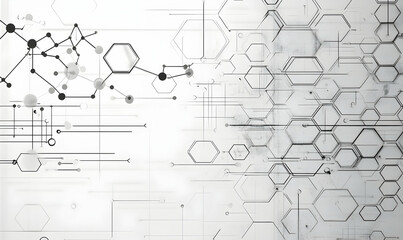 Obraz premium White background with hexagonal patterns, a white and gray color scheme