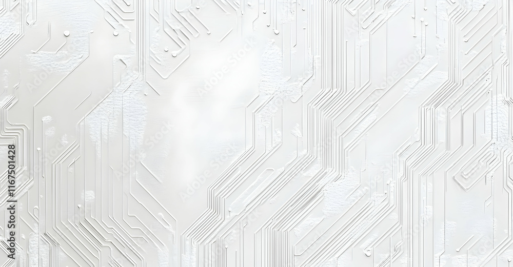 Poster white background with hexagonal patterns and technological elements for a technology