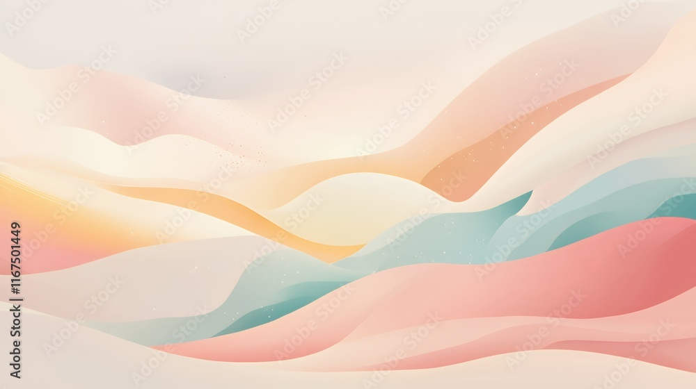 Poster abstract pastel waves soft color gradient background