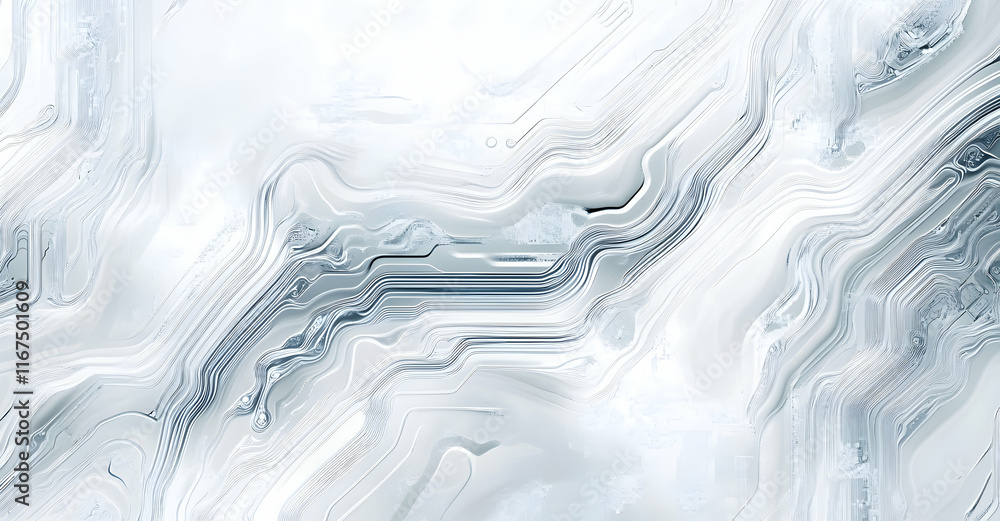 Poster white background with hexagonal patterns and technological elements for a technology