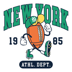 Football mascot fun varsity illustration print