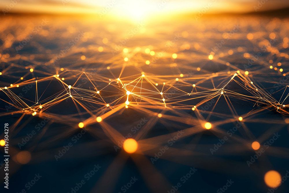 Poster abstract technological background with interconnected dots and lines