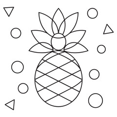 Pineapple Fruit Vector for Coloring Pages for Kids