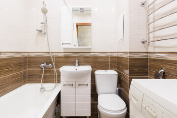 modern bathroom room with toilet and washing machine
