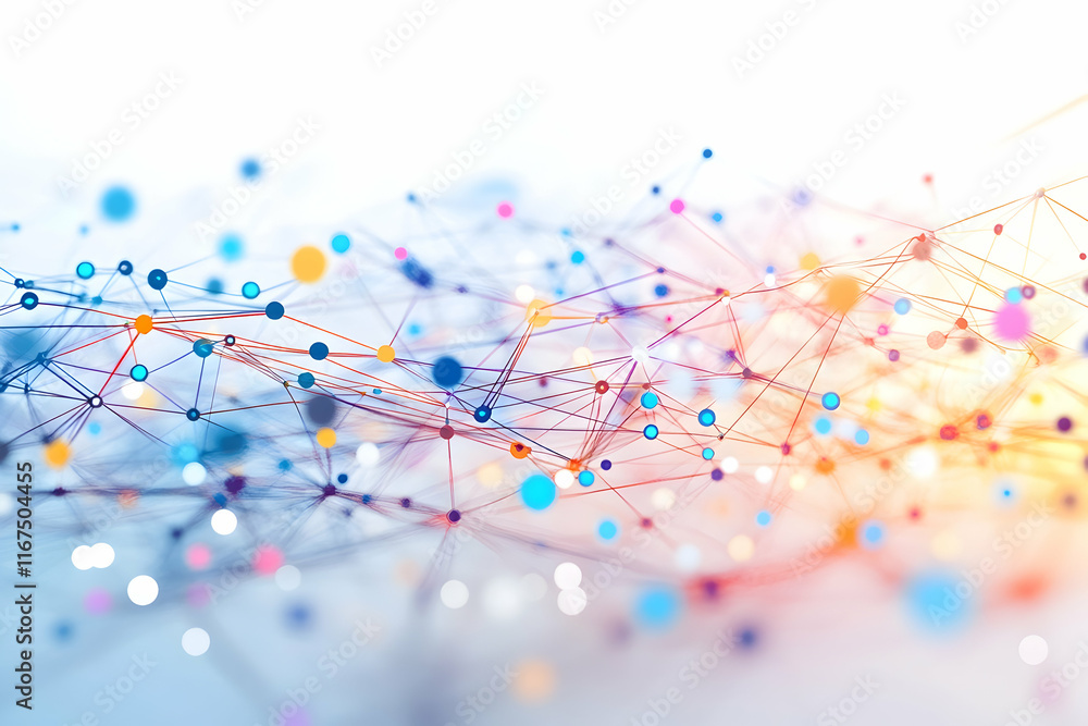 Poster Abstract digital network background with connected dots and lines