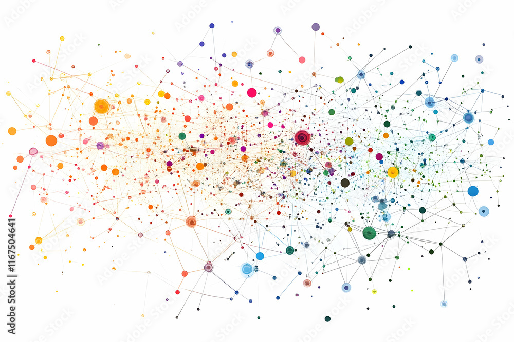 Poster abstract digital network background with connected dots and lines