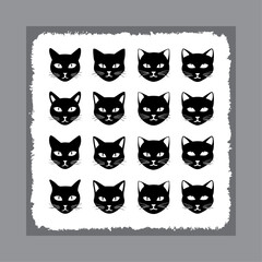 Fototapeta premium Cat vector silhouettes set isolated on white background cats in different poses.