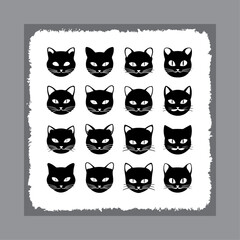 A black cat with a white background with a picture of a black cat.