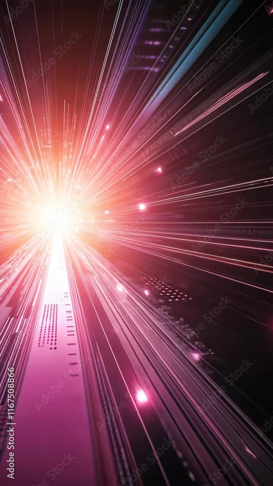 Poster vibrant explosion of colors and light creates a dynamic abstract visual experience in a digital land