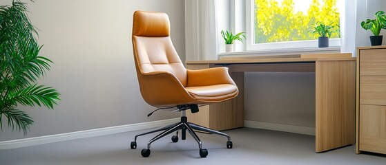 Hybrid Work Models, Modern Office Chair in Bright Workspace