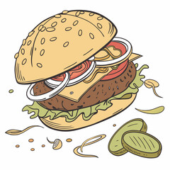 burger and fries
