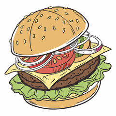 burger and fries