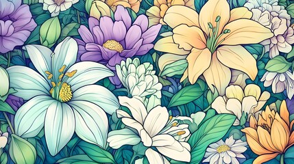 Fototapeta premium A Colorful Bouquet of Diverse Flowers in Full Bloom