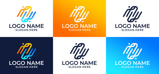 Vector illustration of simple logo design or monogram or initial letter MW.