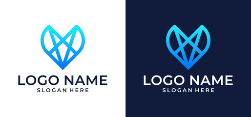 Vector illustration of the love star line logo of the heart.