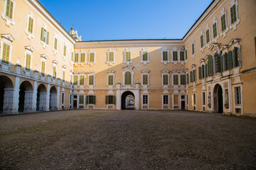 Naklejka premium Colorno Palace, Parma’s architectural gem, radiates grandeur with its regal facade and perfectly balanced design.