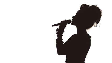 Silhouetted Singer Woman Performing on Stage with Microphone