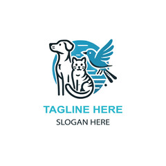 Fototapeta premium Dog cat and bird logo design On White Background high resulation 8k