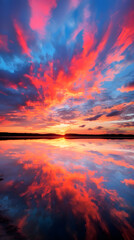 Fototapeta premium Breathtakingly Beautiful Sunset Sky: A Symphony of Orange, Purple and Blue hues