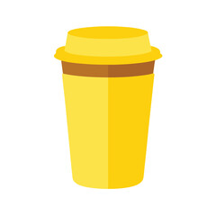 Blank Yellow Coffee Cup Vector Illustration - Cartoon Clipart & Line Art Design.eps