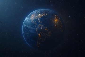 Earth at Night from Space with Stars