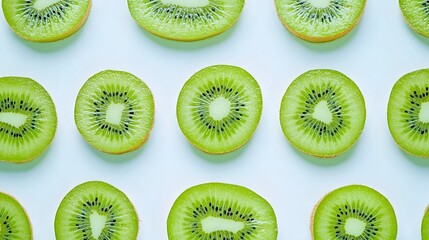 Fototapeta premium Vibrant Sliced Kiwi Fruit on White Background for Healthy Eating Concept