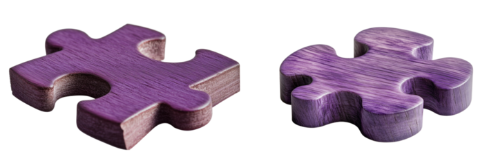 Set of a Purple puzzle piece, isolated on transparent background.