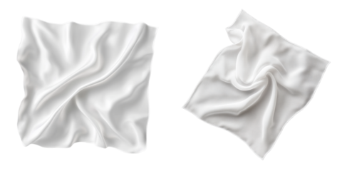 Set of a White handkerchief mockup, isolated on transparent background.