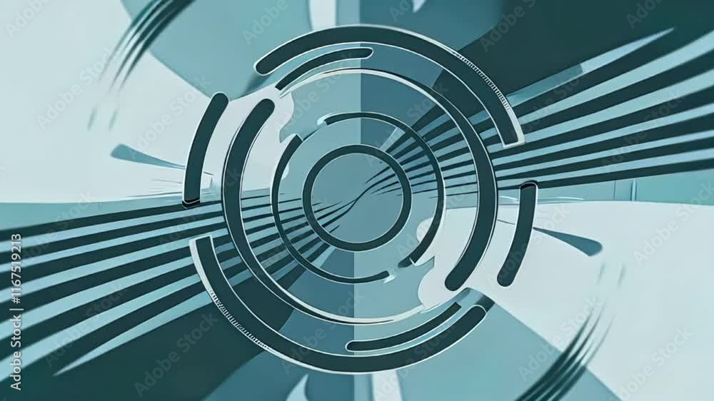 Poster abstract blue gray background with dynamic circular lines with glare.