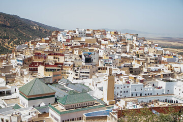 Fototapeta premium view of the Medina and Zawiya at Moulay Idriss