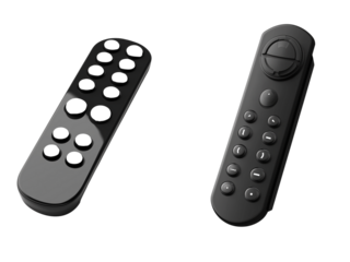 Set of a black remote control icon, isolated on transparent background. 