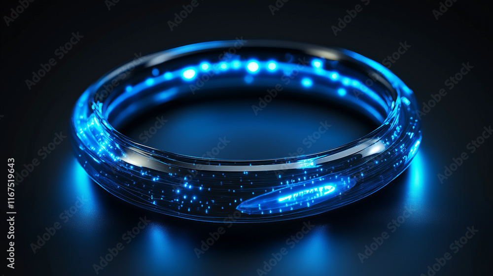 Aufkleber circular glowing rings with a high-tech pattern in a deep space-inspired palette of blue and black. 