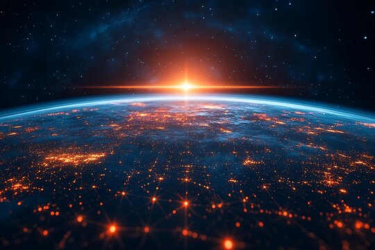 Glowing City Lights on Earth at Night from Space1