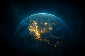 Obraz premium Earth Globe City Lights at Night
