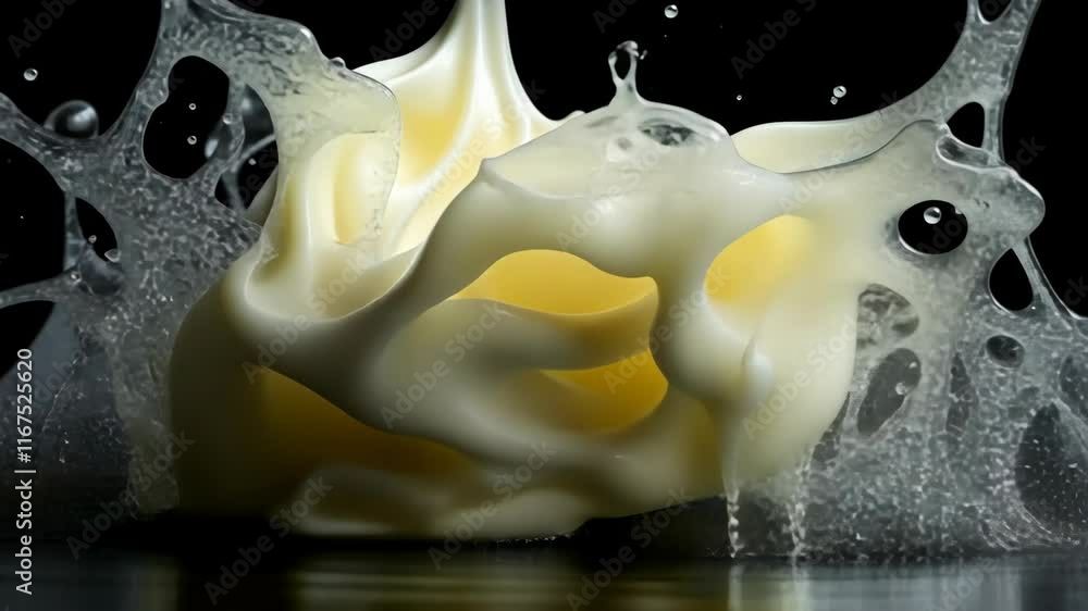 Poster liquid splash capturing motion and texture in a striking display of color and form