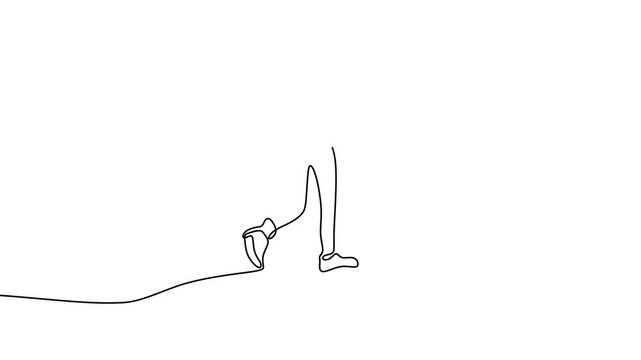 Continuous one line drawing of hand drawn traveling people with backpacks silhouettes. The tourist hiking backpack picnic