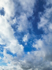 Blue Sky and Clouds over Welwyn Garden City of England UK. March 1st, 2024 