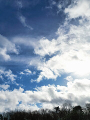 Blue Sky and Clouds over Welwyn Garden City of England UK. March 1st, 2024 