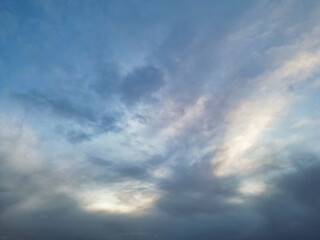Fototapeta premium Blue Sky and Clouds over Welwyn Garden City of England UK. March 1st, 2024 