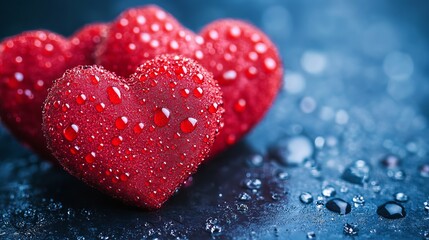 Fototapeta premium Dew-Kissed Valentine Hearts