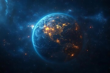 Illuminated Earth at Night from Space3