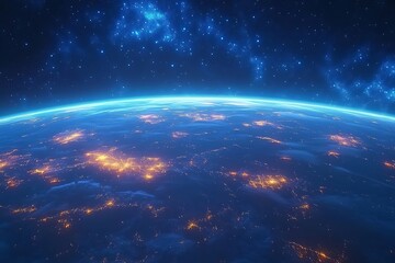 Obraz premium Earth at Night City Lights and Cosmos