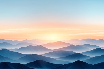 Obraz premium A breathtaking sunrise over rolling blue mountains, painting the sky with vibrant hues of orange and pink. A serene and tranquil natural scene depicting the beauty of a new dawn.