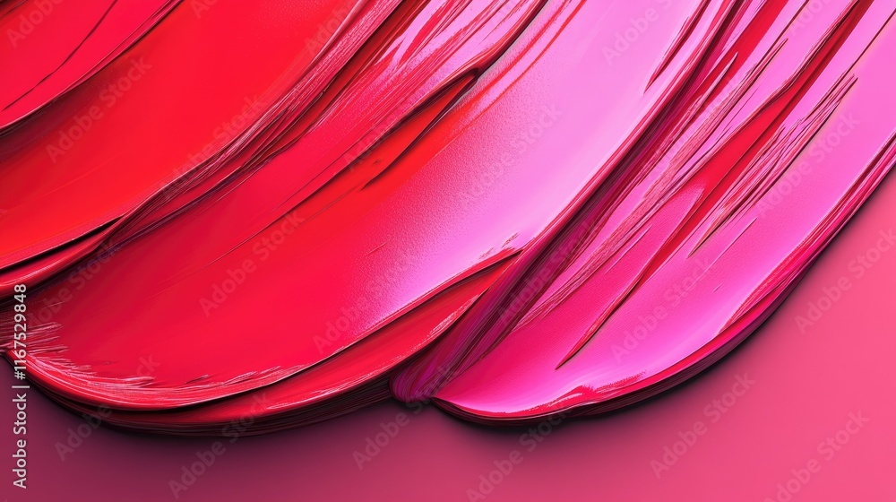 Poster abstract close-up of vibrant red and pink paint strokes, creating a dynamic and textured visual.