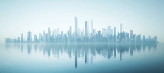 Fototapeta premium A futuristic cityscape with innovative architecture and open space for text 